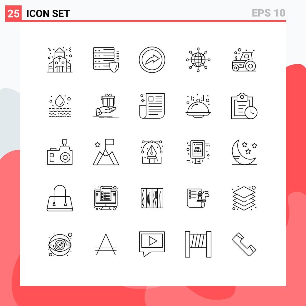 Universal Icon Symbols Group of 25 Modern Lines of farming agriculture link web world Editable Vector Design Elements