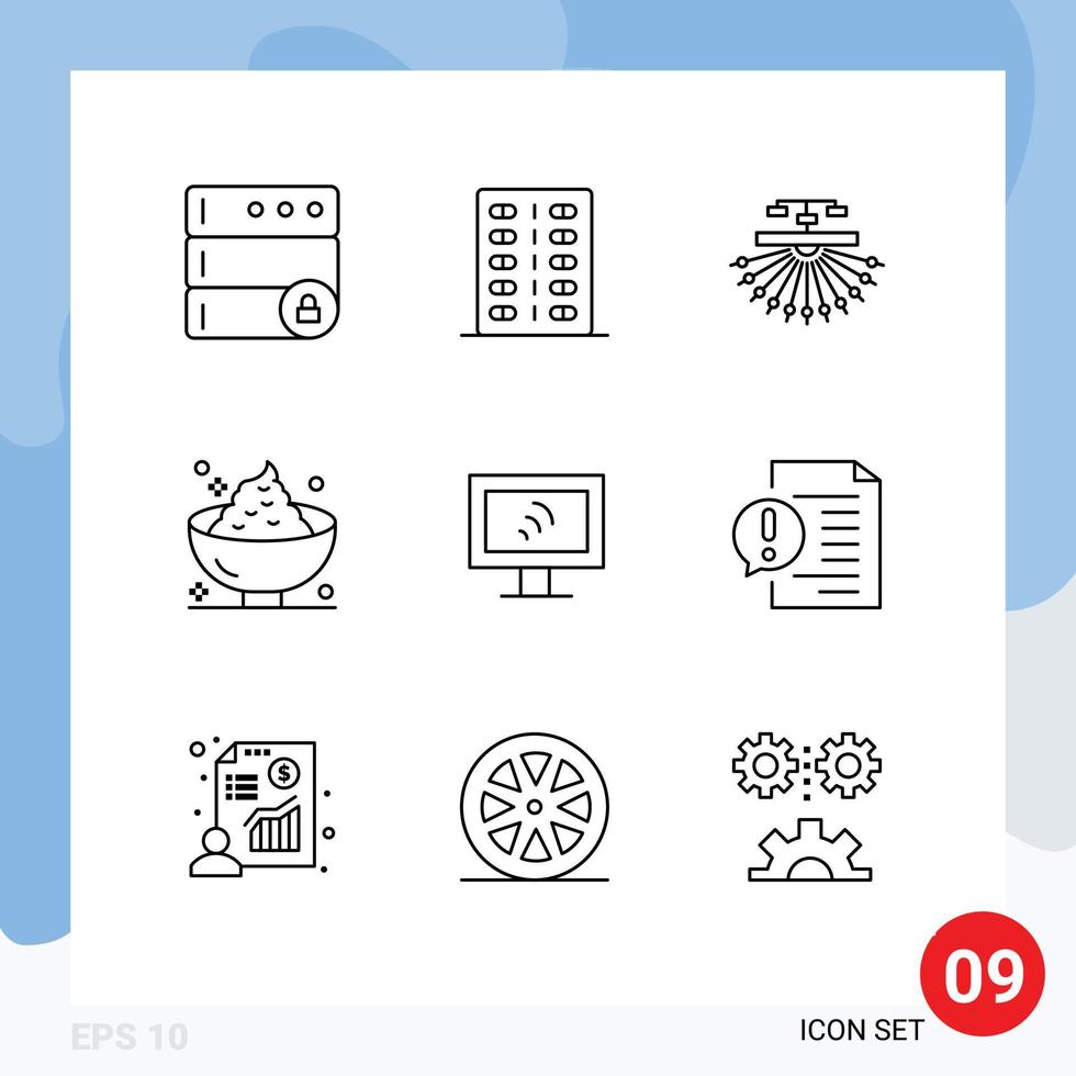 Set of 9 Commercial Outlines pack for potato holiday optimization food web Editable Vector Design Elements