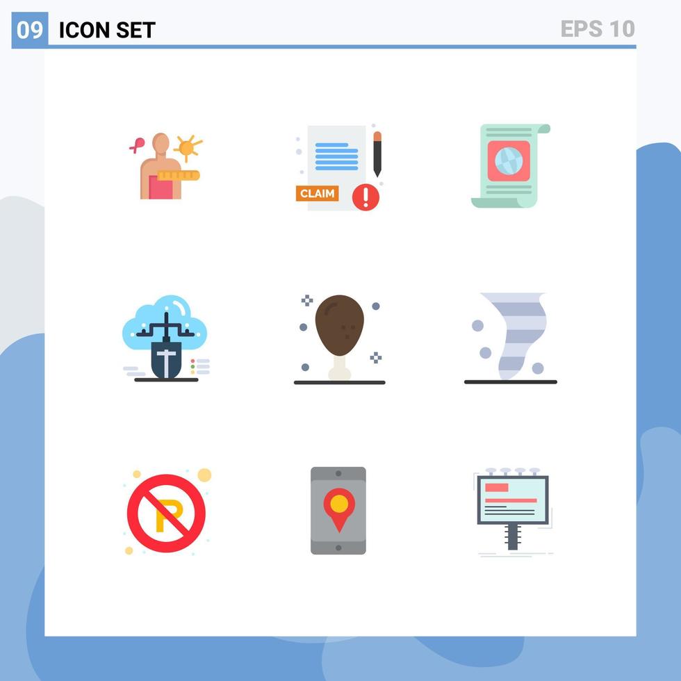 Flat Color Pack of 9 Universal Symbols of dinner online objectives connected mouse Editable Vector Design Elements