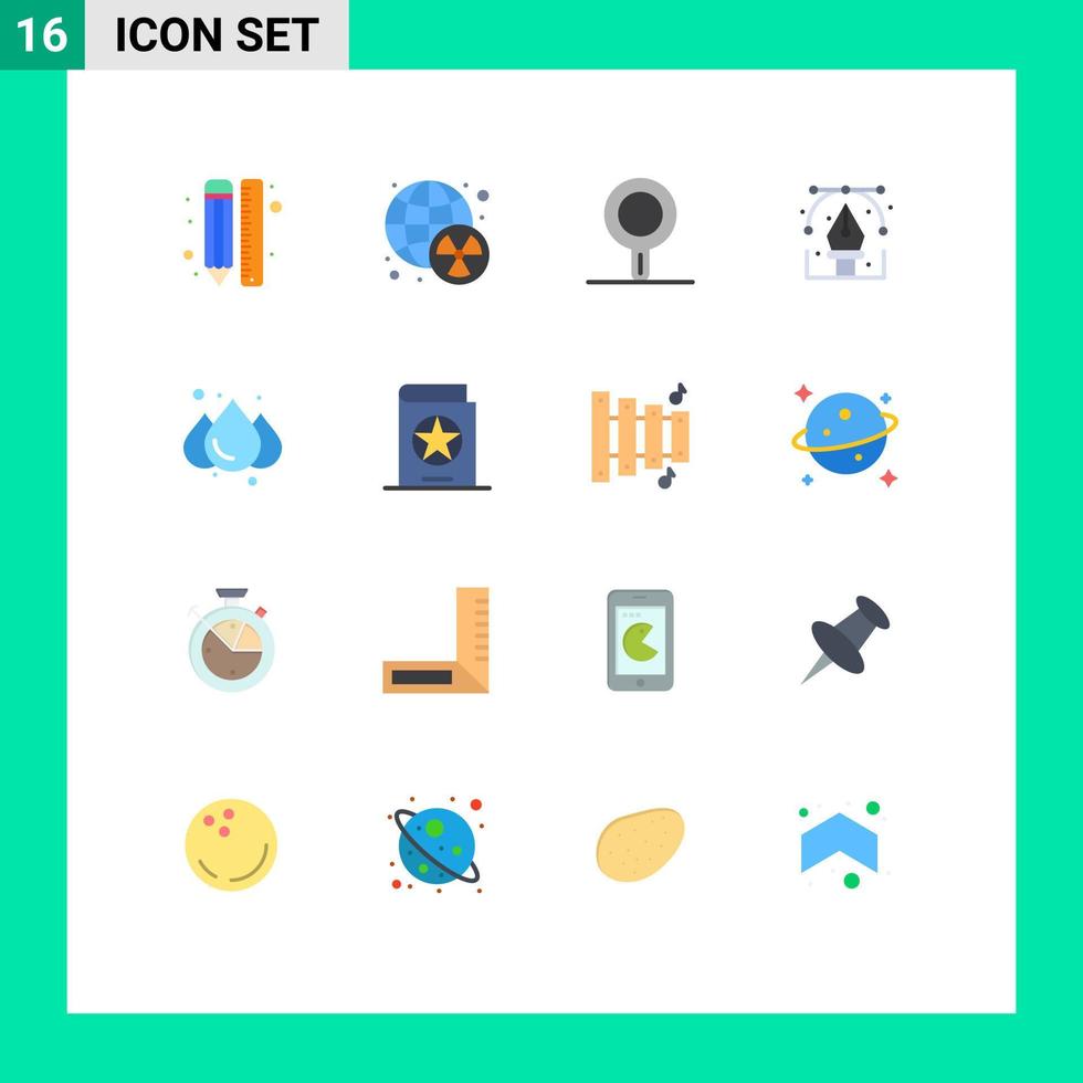 Mobile Interface Flat Color Set of 16 Pictograms of rain graphic world drawing creative Editable Pack of Creative Vector Design Elements