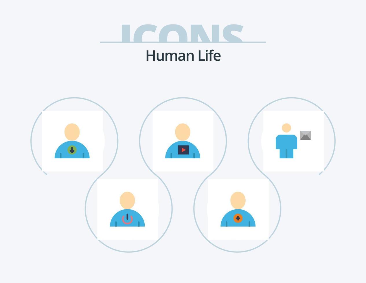 Human Flat Icon Pack 5 Icon Design. body. video. down. playback. body vector