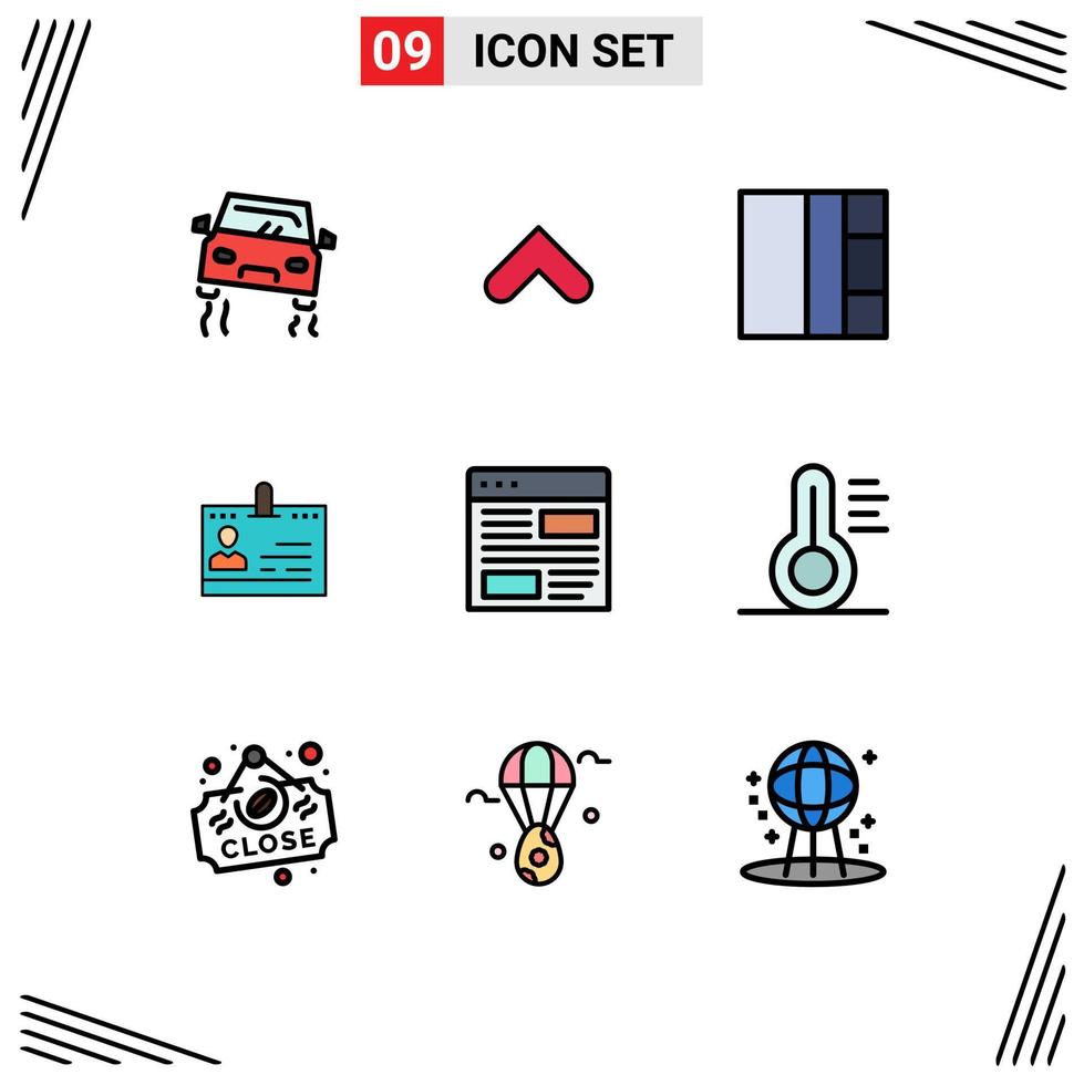 Modern Set of 9 Filledline Flat Colors and symbols such as application people grid office contacts Editable Vector Design Elements