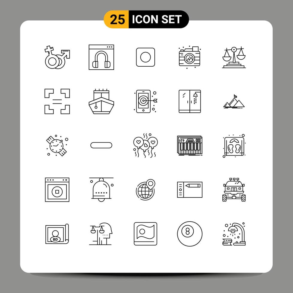 Set of 25 Vector Lines on Grid for balance camera help process maximize Editable Vector Design Elements