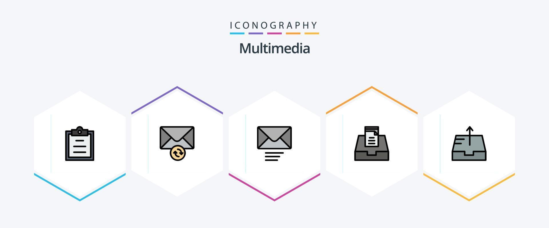 Multimedia 25 FilledLine icon pack including . . send. send. mailbox vector