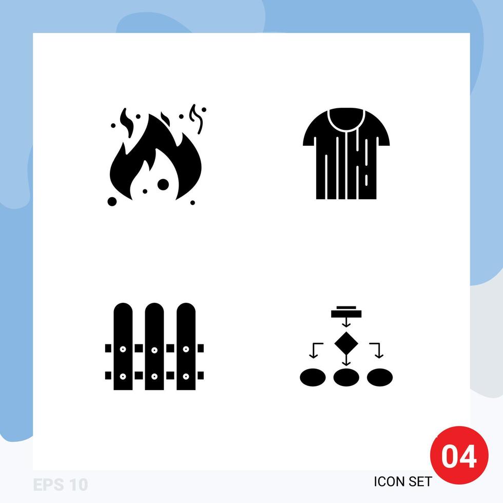 4 Solid Glyph concept for Websites Mobile and Apps danger construction shirt t house Editable Vector Design Elements