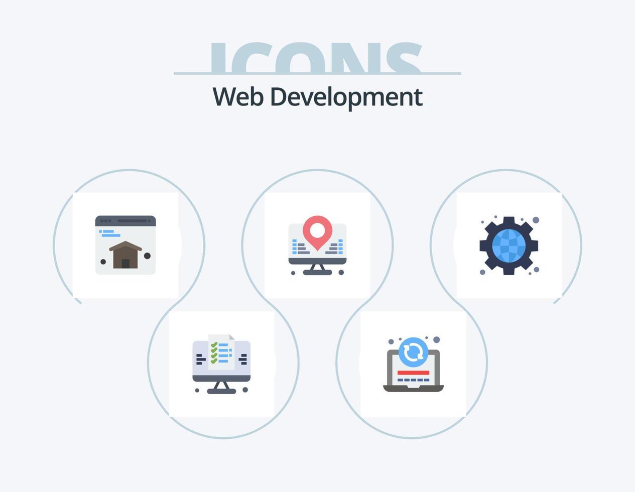 Web Development Flat Icon Pack 5 Icon Design. web. gear. browser. map. internet vector