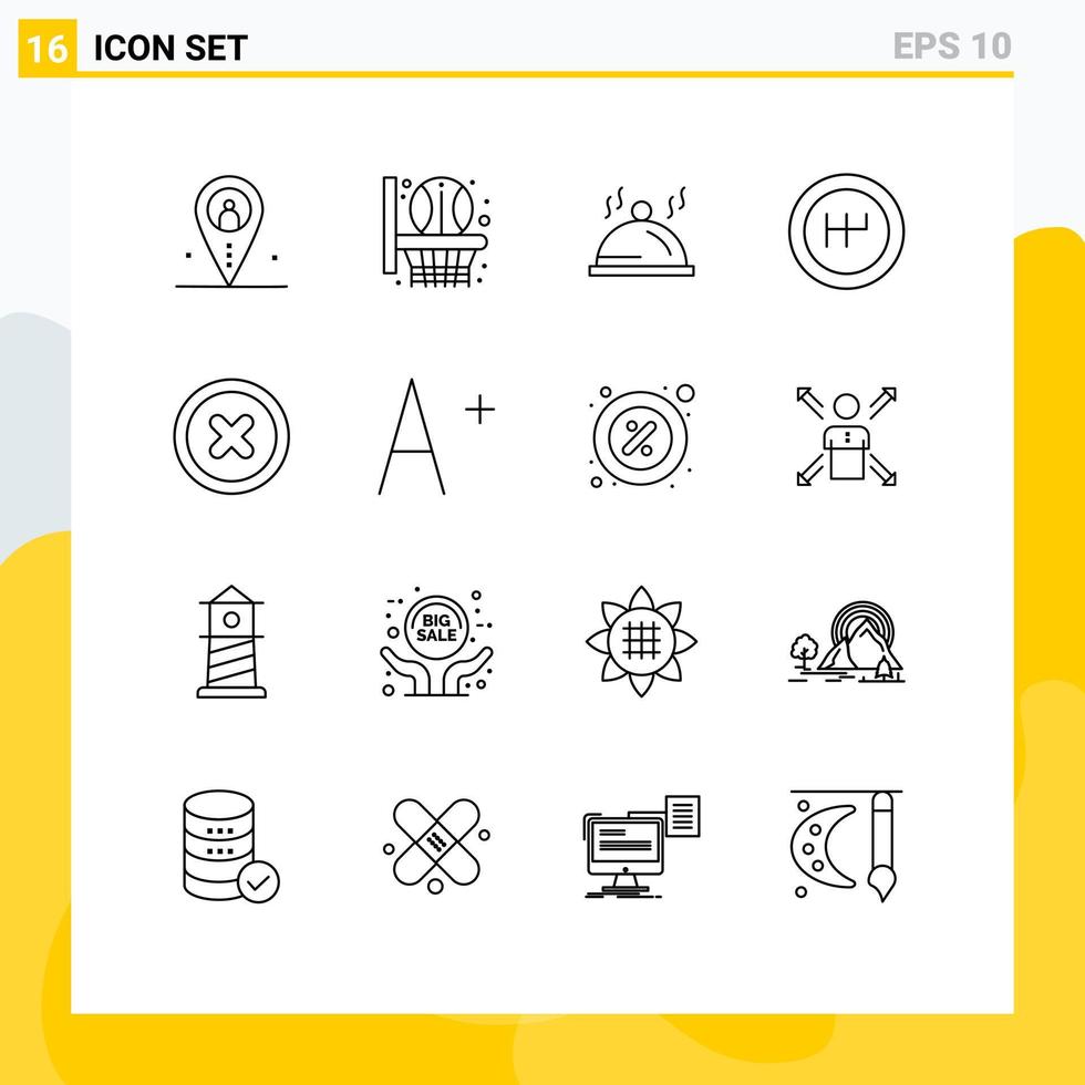 16 Universal Outlines Set for Web and Mobile Applications font canceled hotel basic gearshift Editable Vector Design Elements