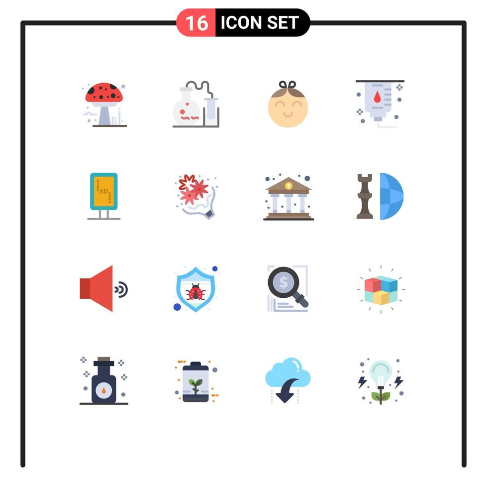 conjunto de 16 iconos modernos de la interfaz de usuario signos de símbolos para la marca de la placa de banner paquete editable de elementos de diseño de vectores creativos para el hospital de la placa de bebé