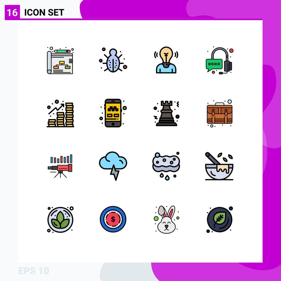 16 Creative Icons Modern Signs and Symbols of profit support bulb operator light Editable Creative Vector Design Elements