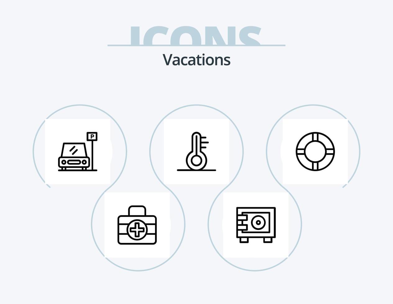 paquete de iconos de línea de vacaciones 5 diseño de iconos. . cálido. botiquín médico nube. profesor vector