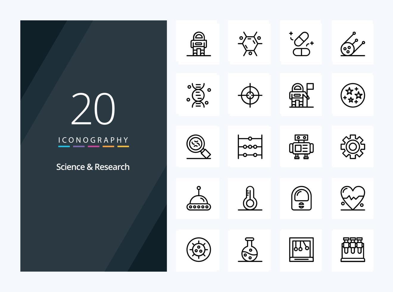 20 Science Outline icon for presentation vector