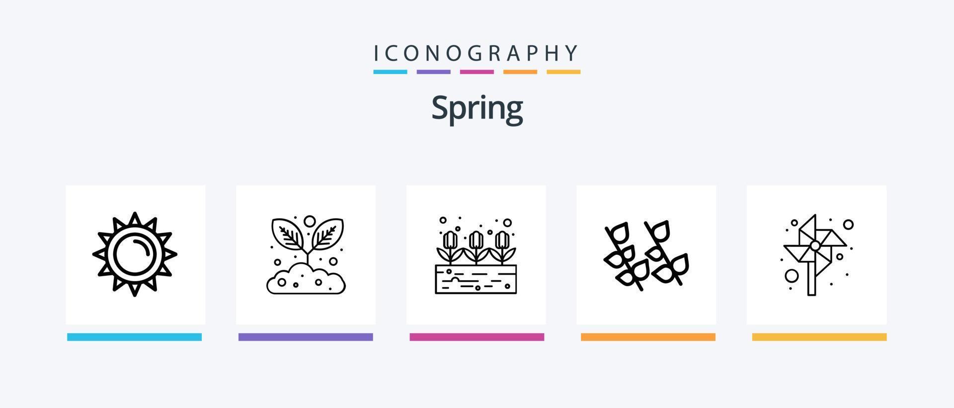 Spring Line 5 Icon Pack Including ear. water. rain. tank. beverage. Creative Icons Design vector