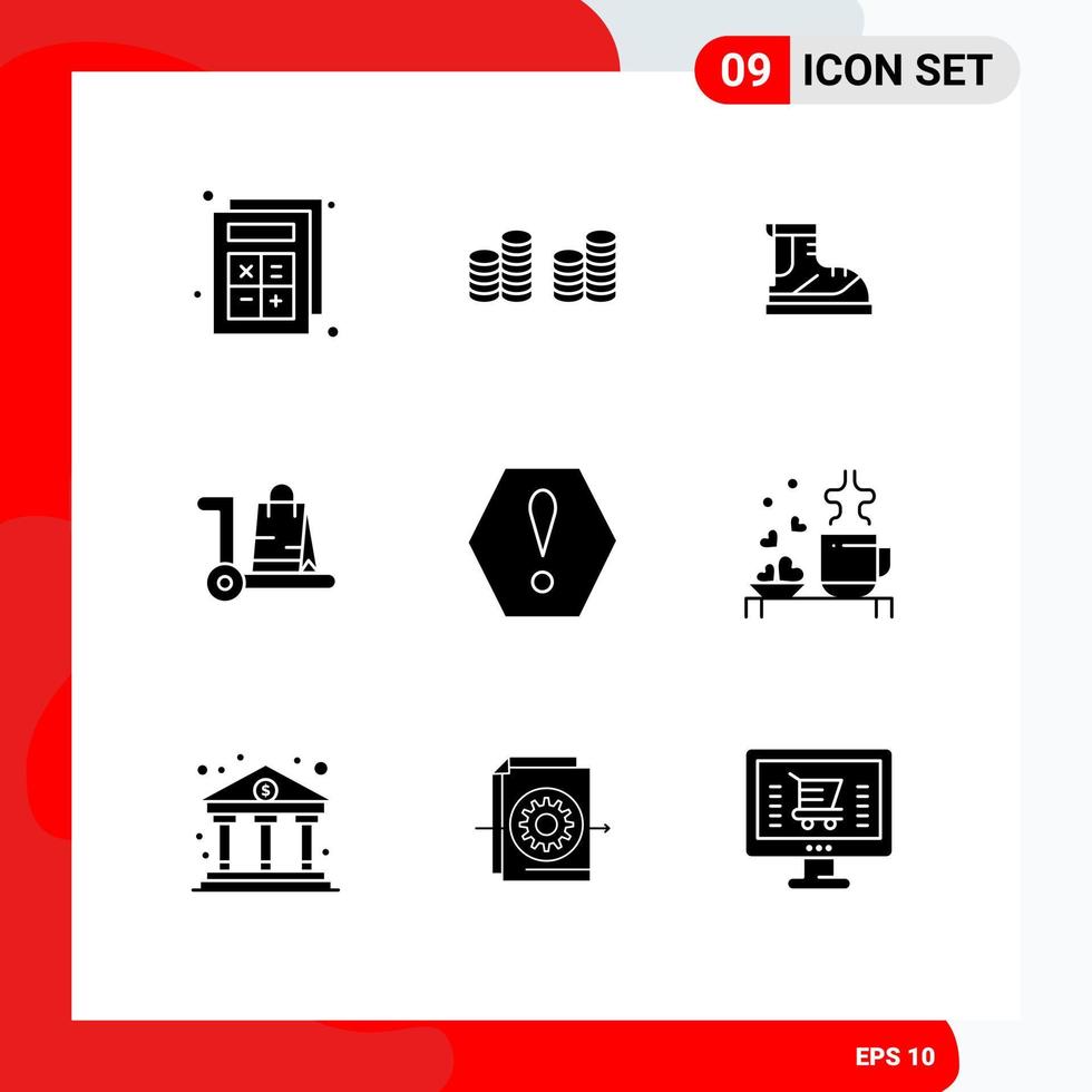 Stock Vector Icon Pack of 9 Line Signs and Symbols for error shop hiker market bag Editable Vector Design Elements