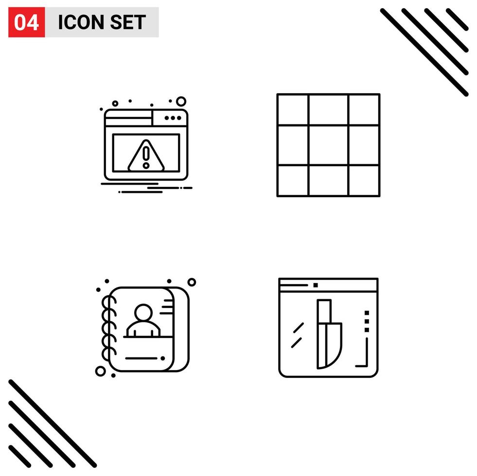 Set of 4 Commercial Filledline Flat Colors pack for web id warning applicant investigation Editable Vector Design Elements