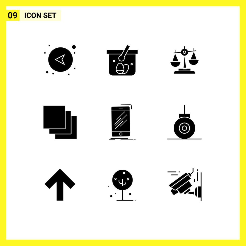 Stock Vector Icon Pack of 9 Line Signs and Symbols for group scales balance scale law Editable Vector Design Elements