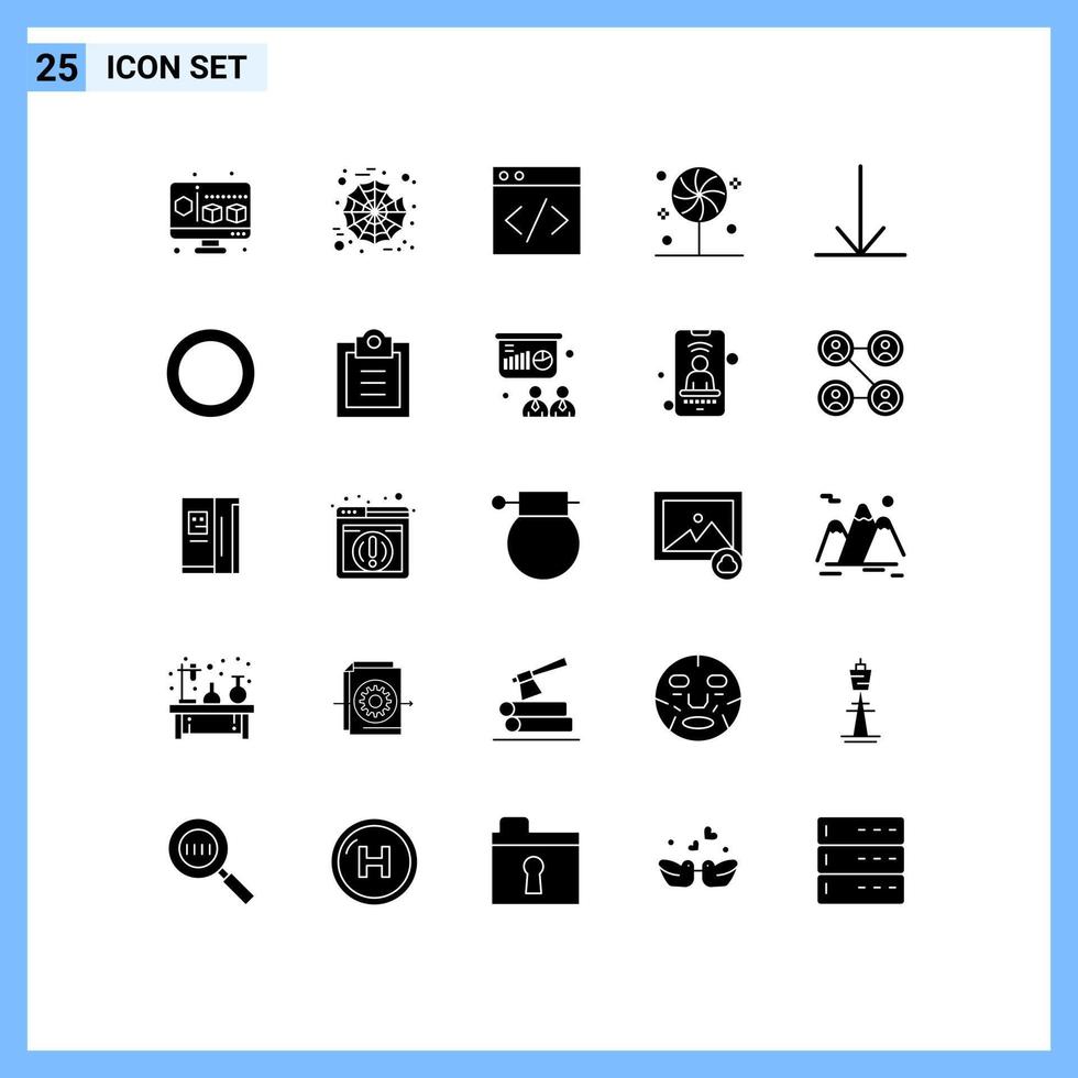 Set of 25 Modern UI Icons Symbols Signs for shim gasket development down sweet Editable Vector Design Elements