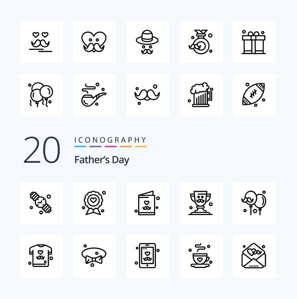 20 Fathers Day Line icon Pack like dad fathers dad day avatar vector