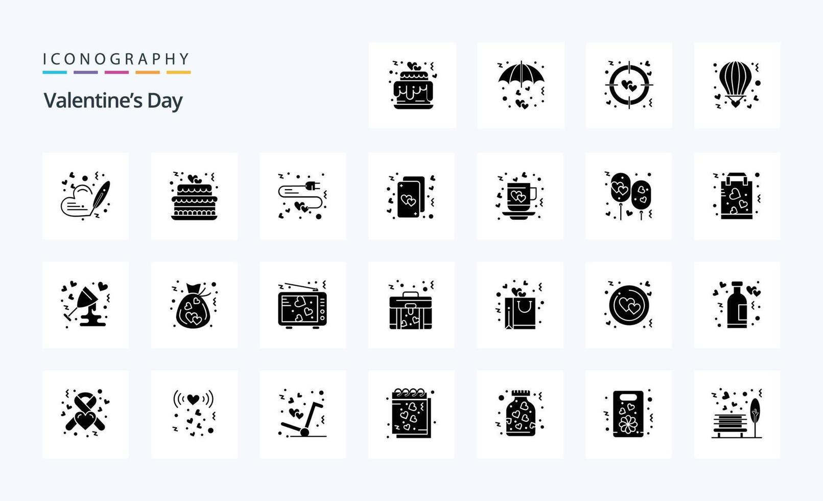 25 Valentines Day Solid Glyph icon pack vector