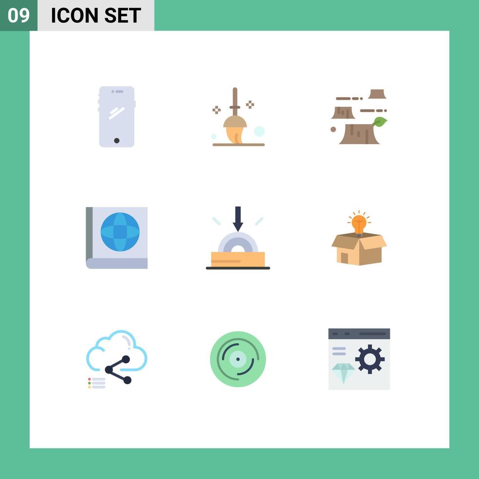 User Interface Pack of 9 Basic Flat Colors of technology download damage business map Editable Vector Design Elements