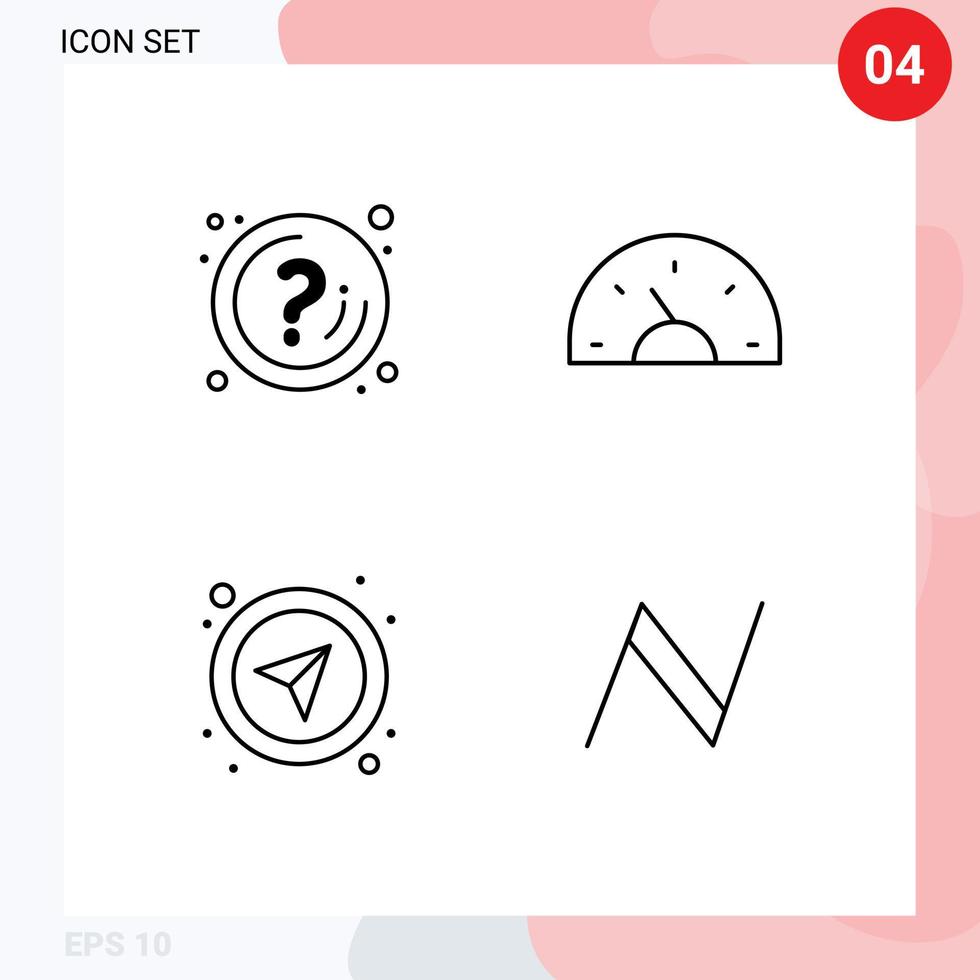 Group of 4 Filledline Flat Colors Signs and Symbols for help dashboard info bike navigation Editable Vector Design Elements