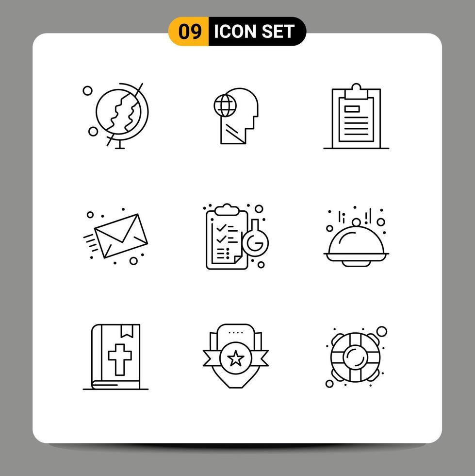 9 Universal Outlines Set for Web and Mobile Applications clipboard message clipboard mail paper Editable Vector Design Elements