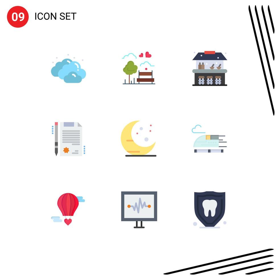 9 Universal Flat Colors Set for Web and Mobile Applications train moon sand castle farming document Editable Vector Design Elements