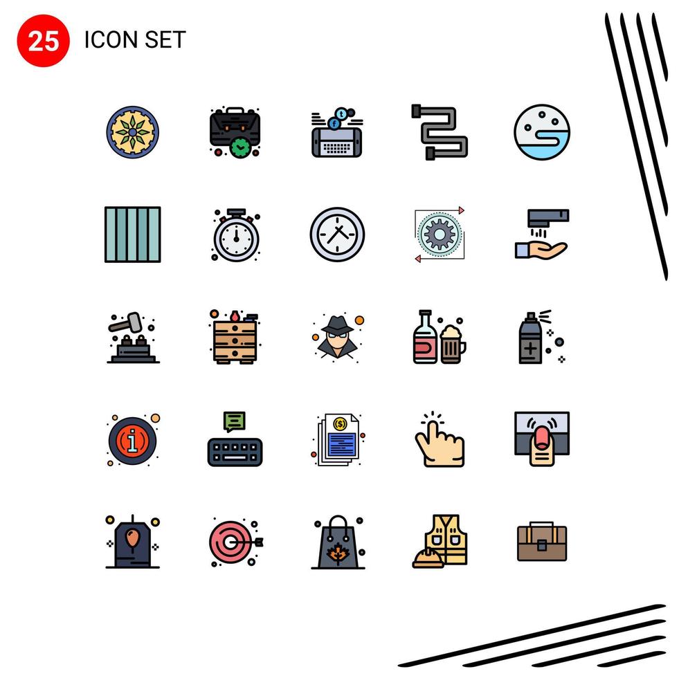 Group of 25 Modern Filled line Flat Colors Set for night rail mobile heating twitter Editable Vector Design Elements