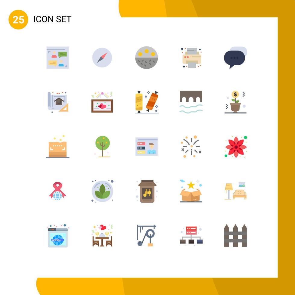Stock Vector Icon Pack of 25 Line Signs and Symbols for messages chat calcium supplies office Editable Vector Design Elements