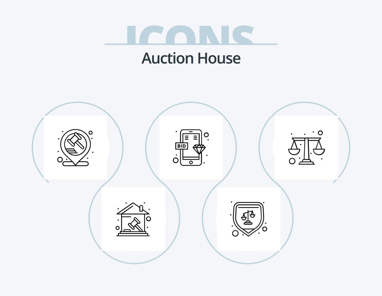 Auction Line Icon Pack 5 Icon Design. date. appointment. phone. online. law vector