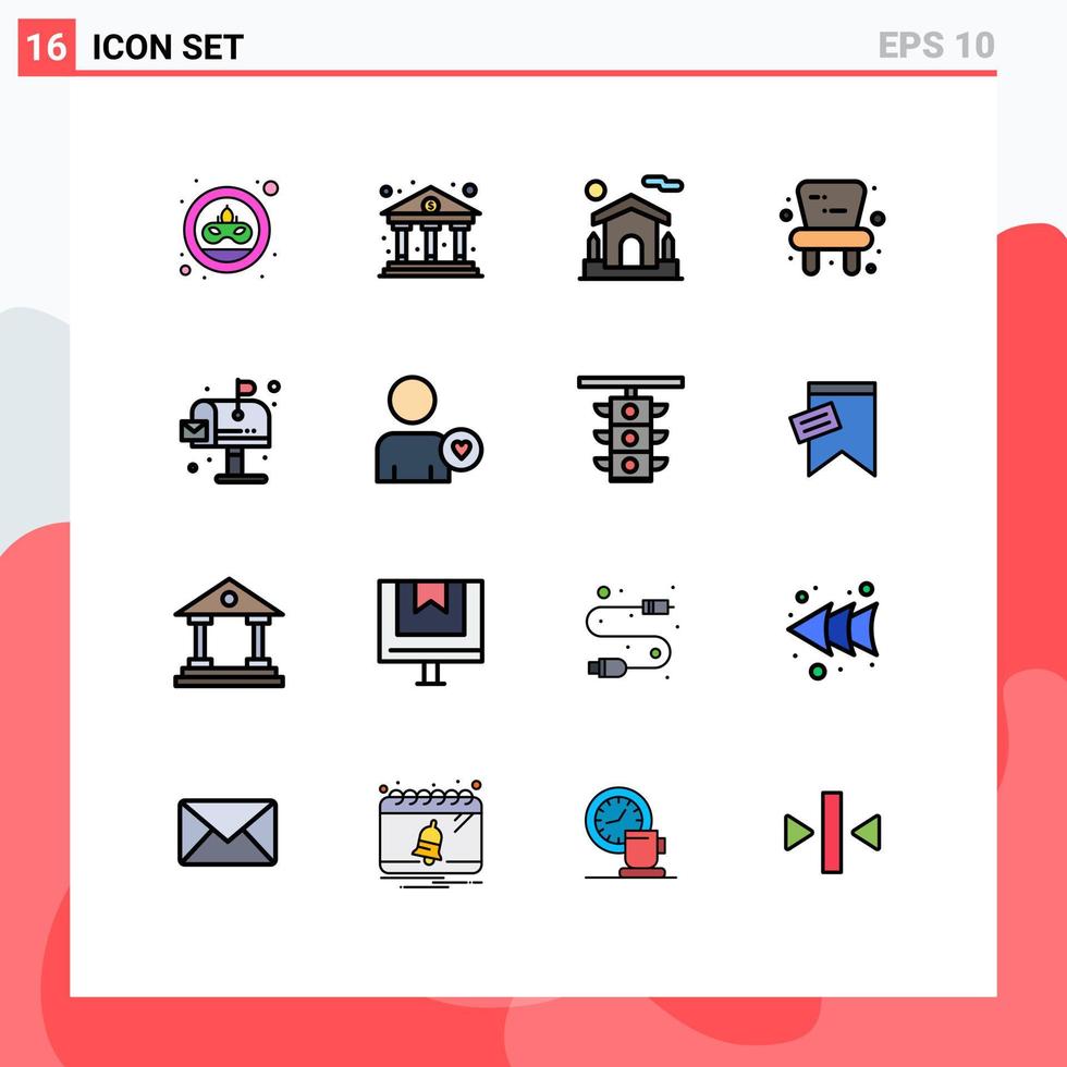 paquete de iconos de vector de stock de 16 signos y símbolos de línea para la vida ciudad hogar juguete bebé elementos de diseño de vector creativo editable