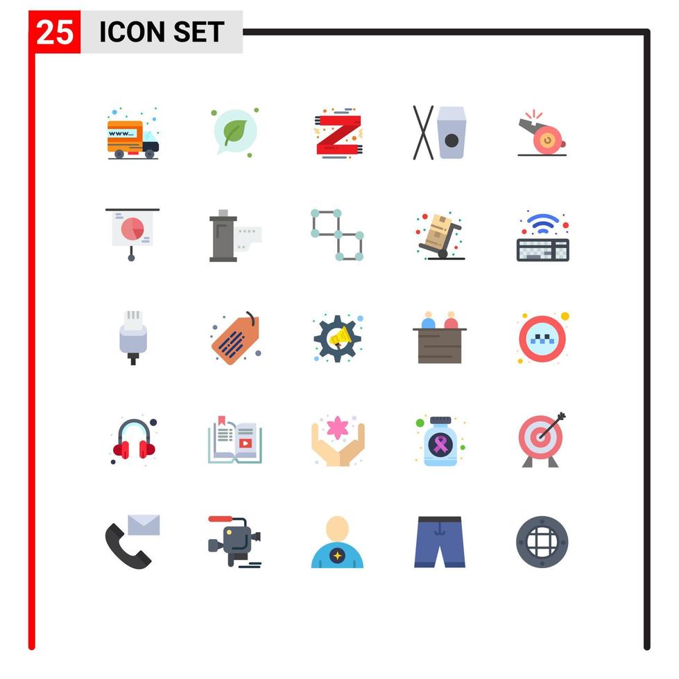 User Interface Pack of 25 Basic Flat Colors of referee food accessories chinese scarf Editable Vector Design Elements