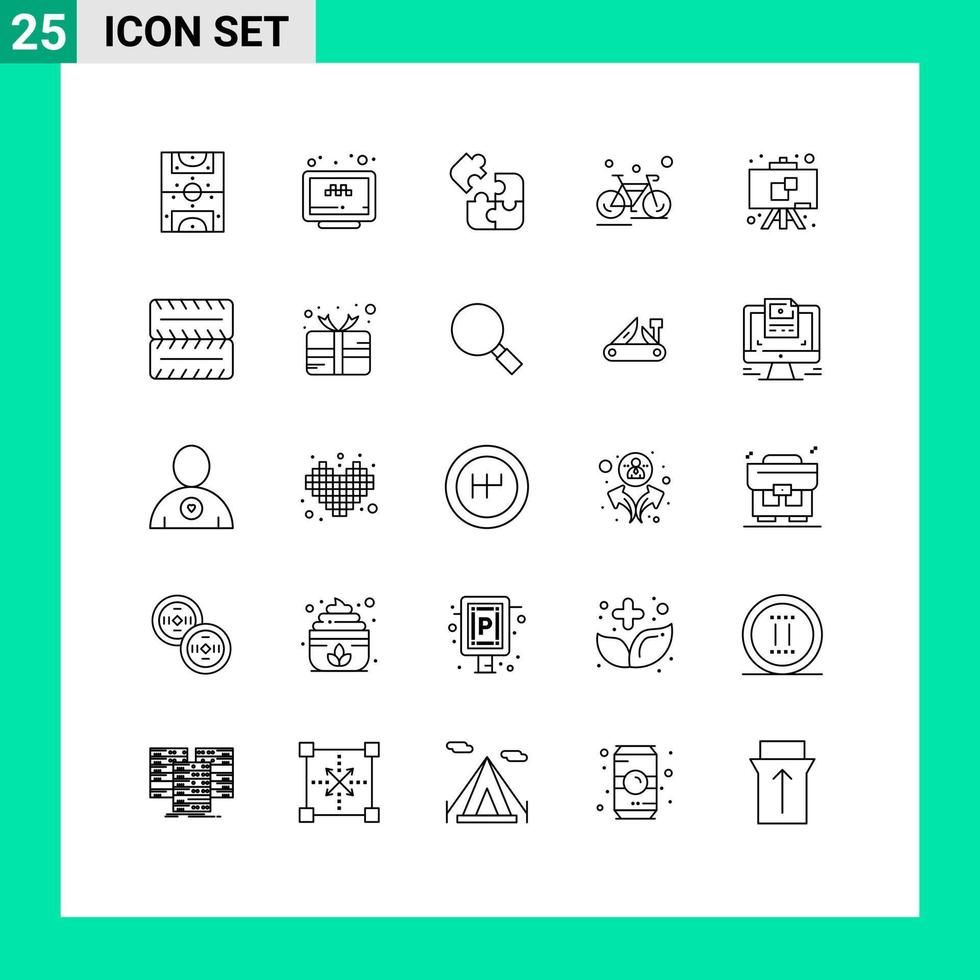 Group of 25 Modern Lines Set for race cycling website cycle solution Editable Vector Design Elements