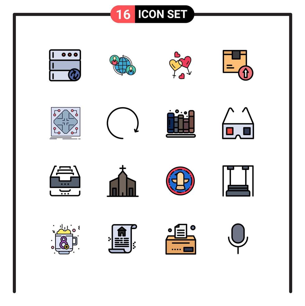 conjunto de 16 iconos de interfaz de usuario modernos signos de símbolos para entrega de productos caja de corazón elementos de diseño de vectores creativos editables de san valentín