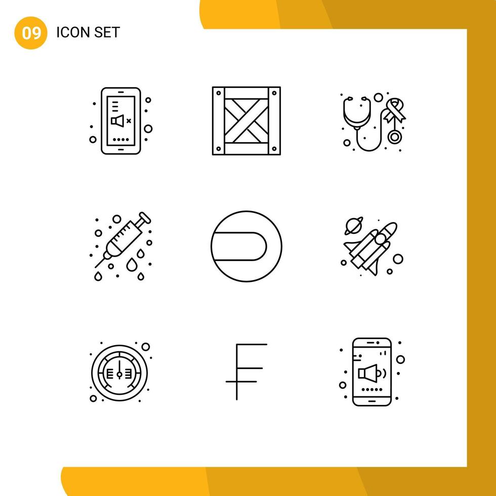 9 Thematic Vector Outlines and Editable Symbols of sport ball stethoscope needle health Editable Vector Design Elements