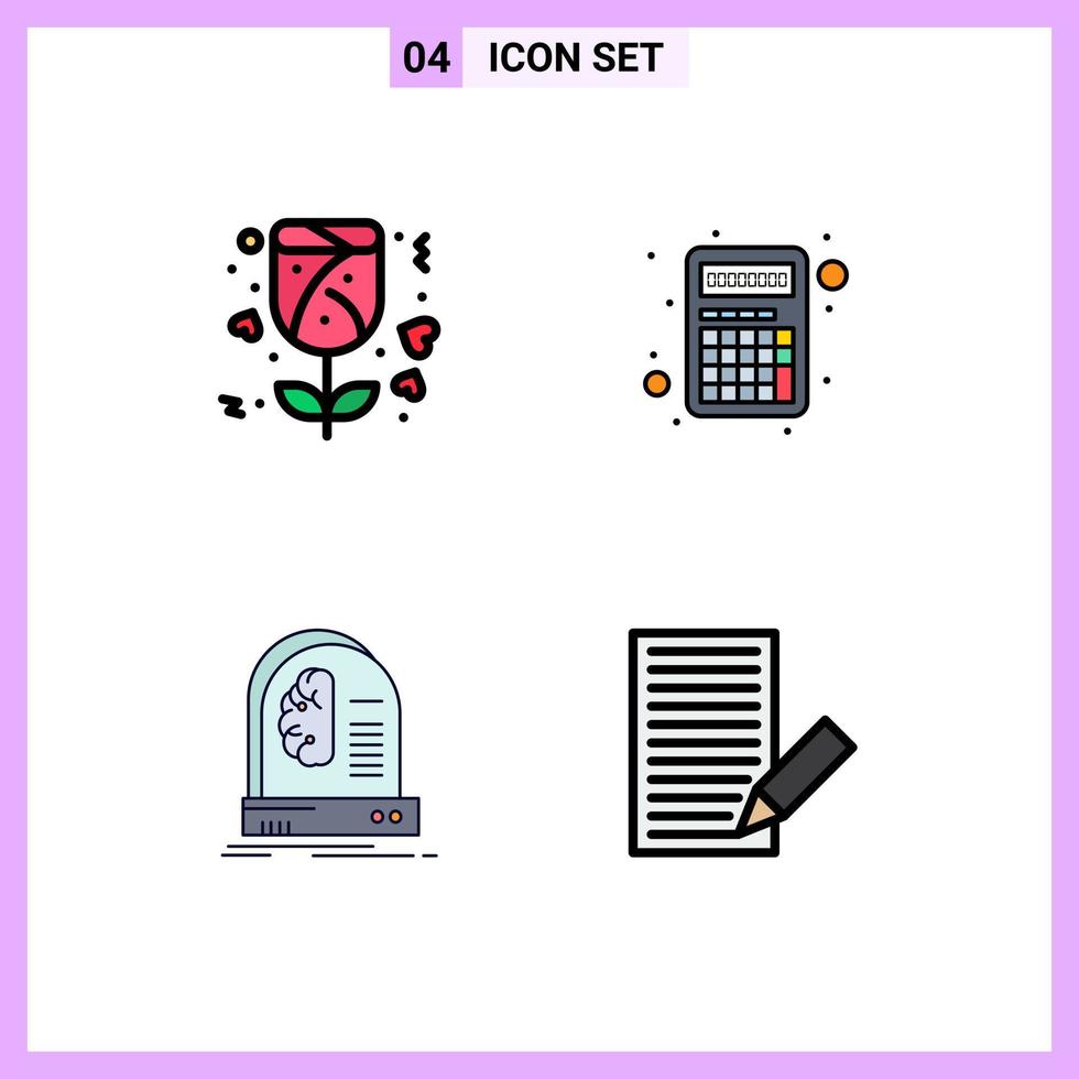 Pack of 4 creative Filledline Flat Colors of gift future apps interface machine Editable Vector Design Elements