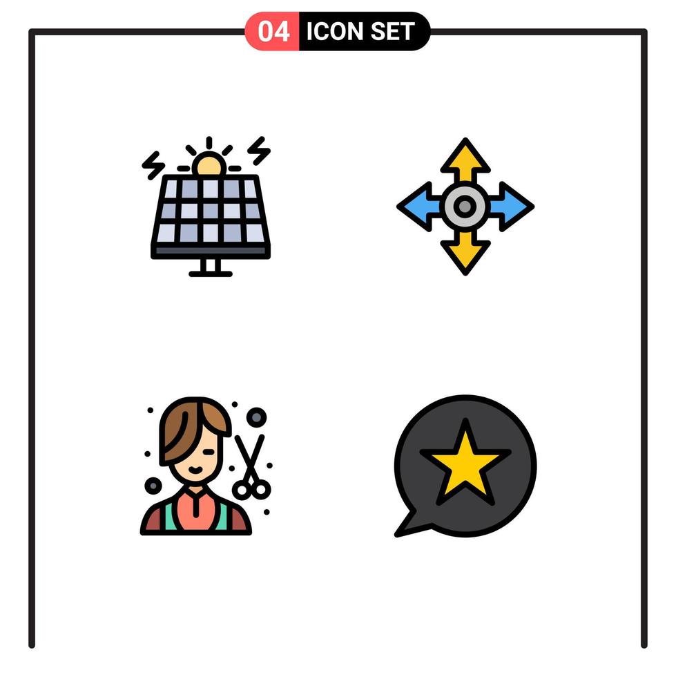 Stock Vector Icon Pack of 4 Line Signs and Symbols for energy cutter solar location female Editable Vector Design Elements