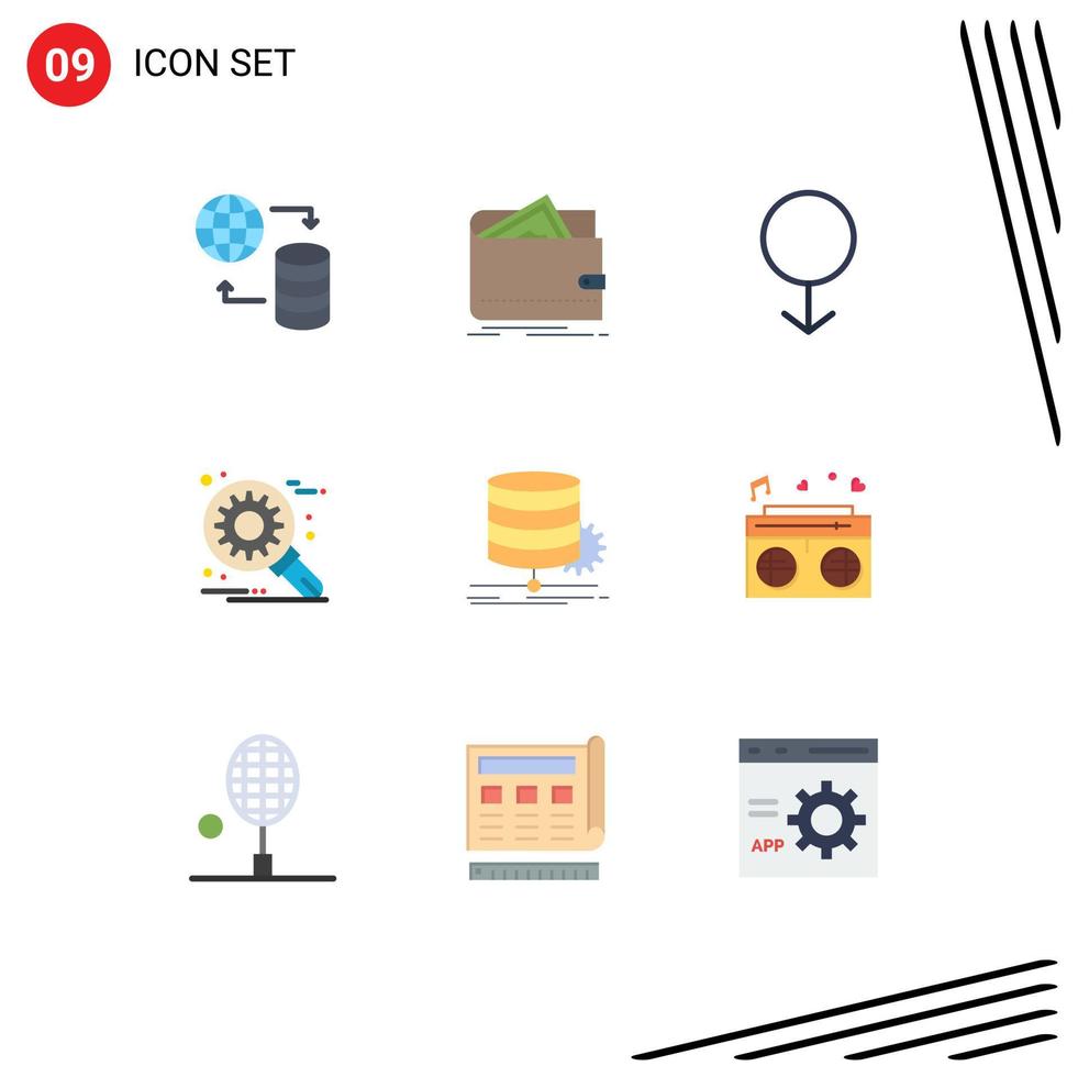9 Universal Flat Color Signs Symbols of chart setting purse optimization customize Editable Vector Design Elements