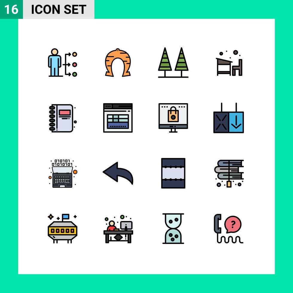 paquete de iconos de vectores de stock de 16 signos y símbolos de línea para educación silla suerte árbol naturaleza elementos de diseño de vectores creativos editables