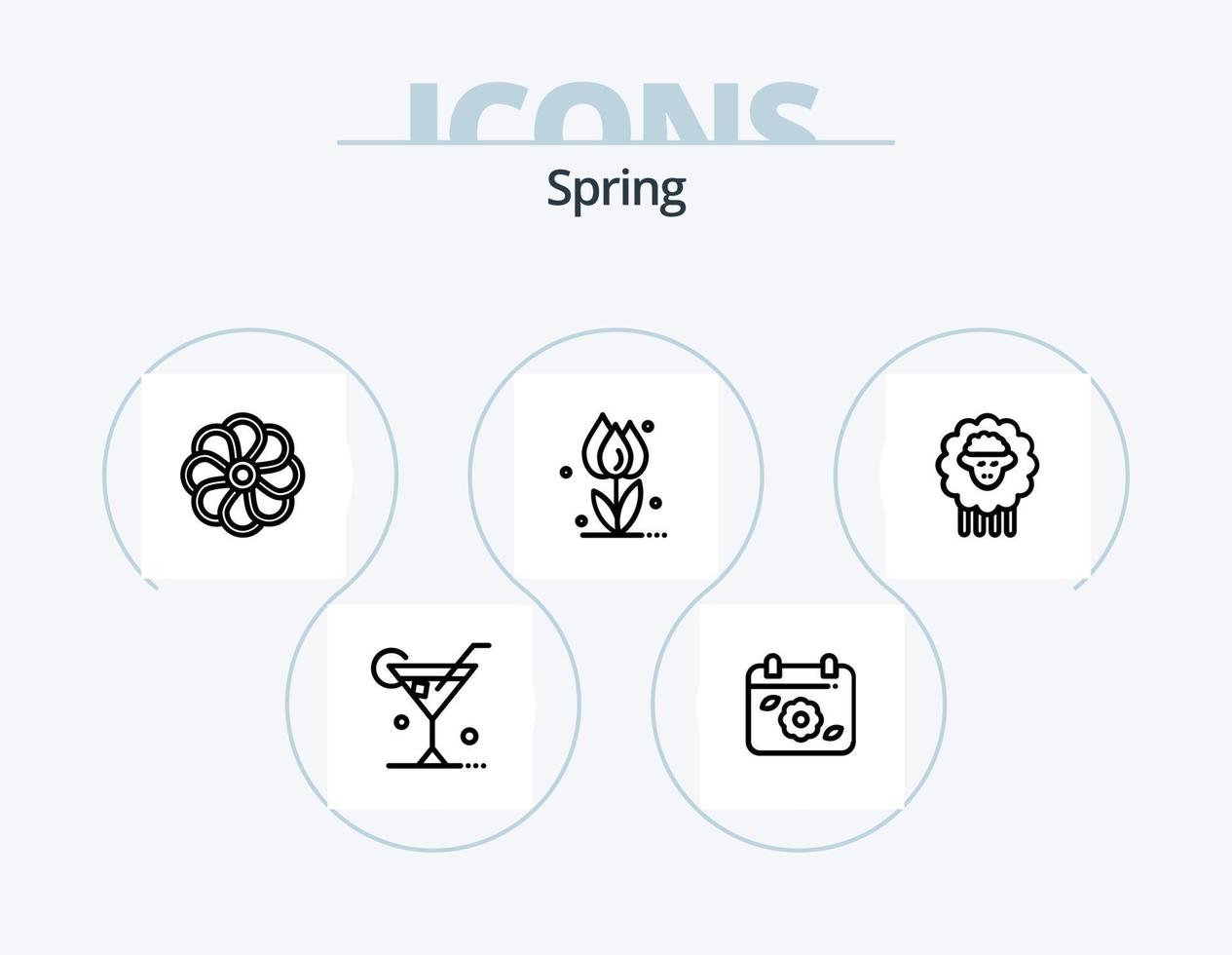 paquete de iconos de línea de primavera 5 diseño de iconos. bicho. vino. lluvia de nubes bebida. lluvia vector