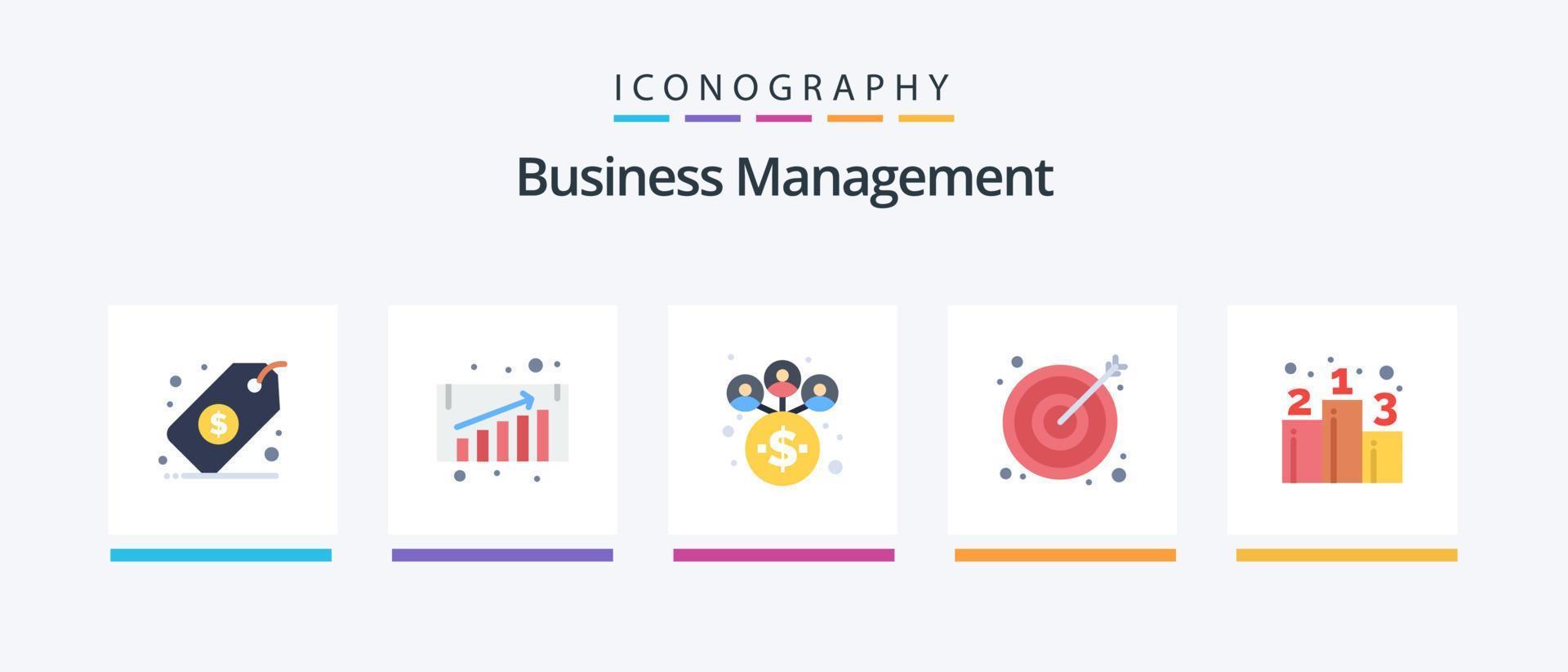 Business Management Flat 5 Icon Pack Including . rank. management. position. target. Creative Icons Design vector