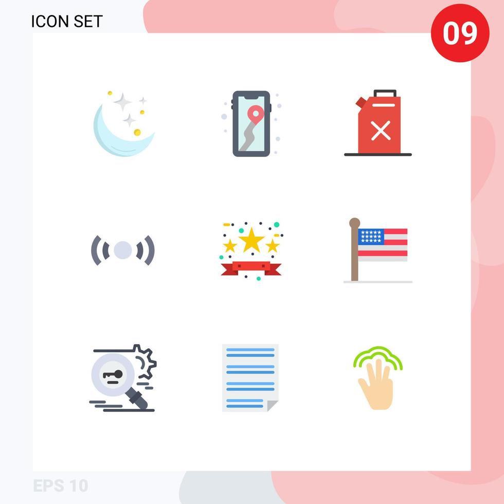 Modern Set of 9 Flat Colors and symbols such as black friday ui camping signal basic Editable Vector Design Elements