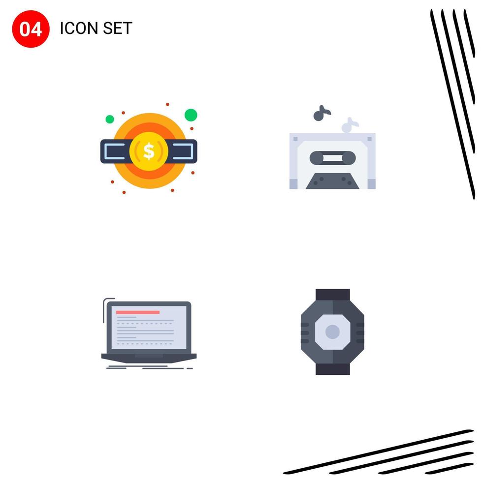 Pictogram Set of 4 Simple Flat Icons of gear computer service legal tape script Editable Vector Design Elements