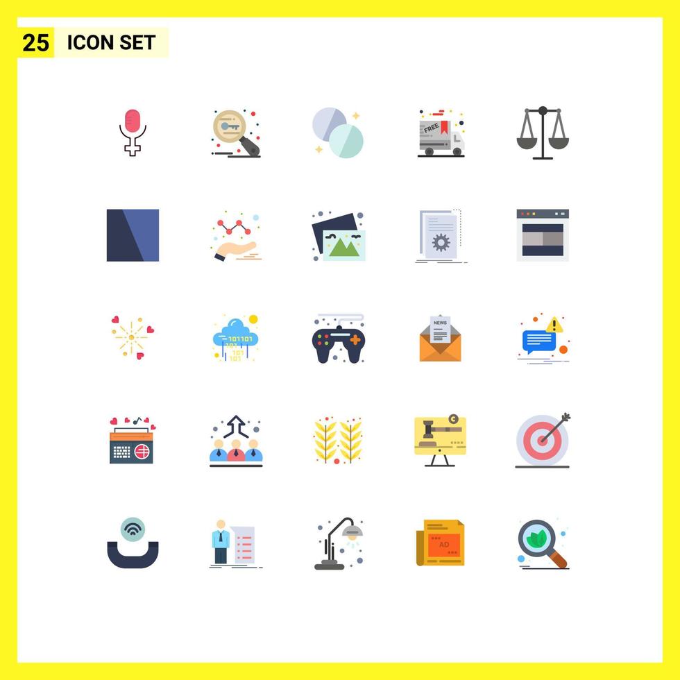 Universal Icon Symbols Group of 25 Modern Flat Colors of collage justice health balance cyber monday Editable Vector Design Elements