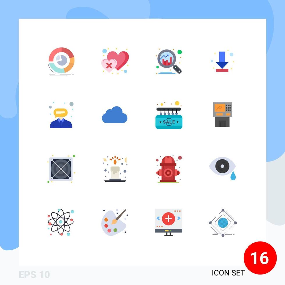 conjunto de pictogramas de 16 colores planos simples del cliente descarga cruzada completa paquete editable de elementos de diseño de vectores creativos