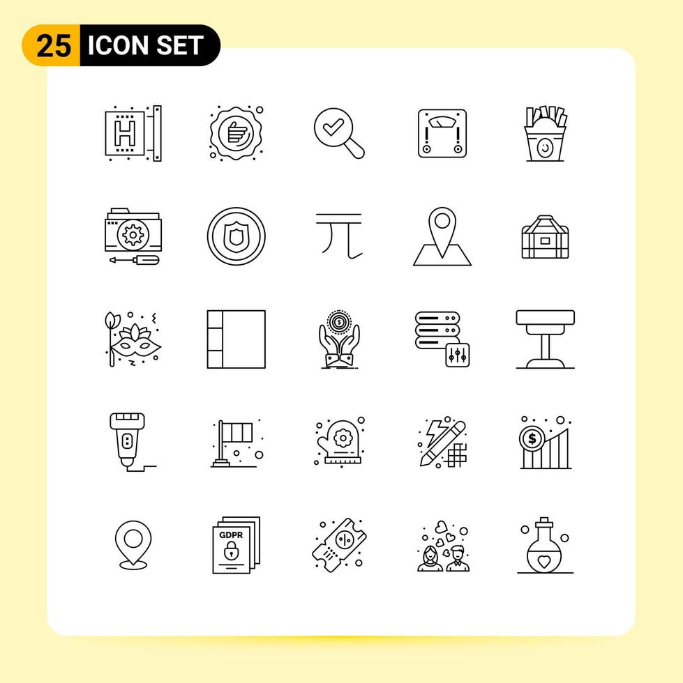 Set of 25 Modern UI Icons Symbols Signs for frise weighing promotion scale view Editable Vector Design Elements