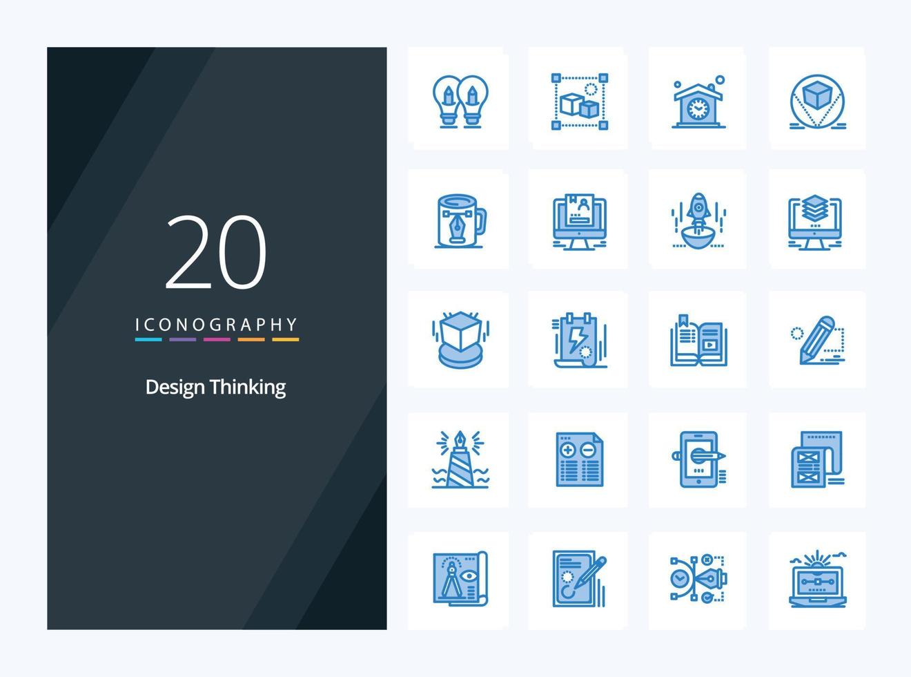 20 Design Thinking Blue Color icon for presentation vector