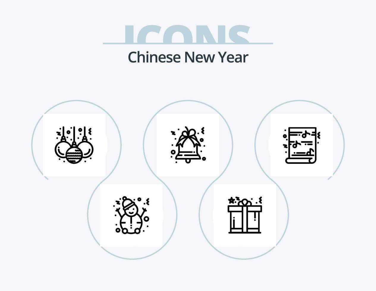 Chinese New Year Line Icon Pack 5 Icon Design. chinese. building. decoration. architecture. flower vector