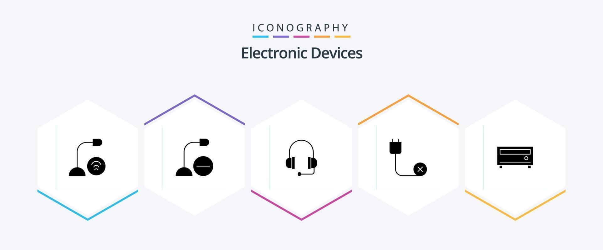 Devices 25 Glyph icon pack including . player. computers. media. hardware vector