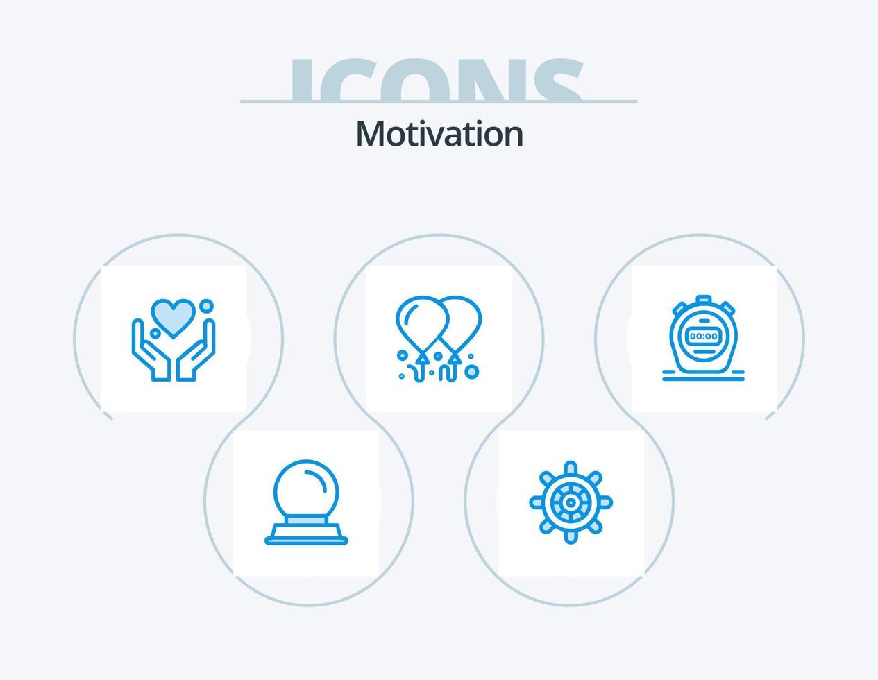 paquete de iconos azul de motivación 5 diseño de iconos. . mirar. amar. cronógrafo. motivación vector