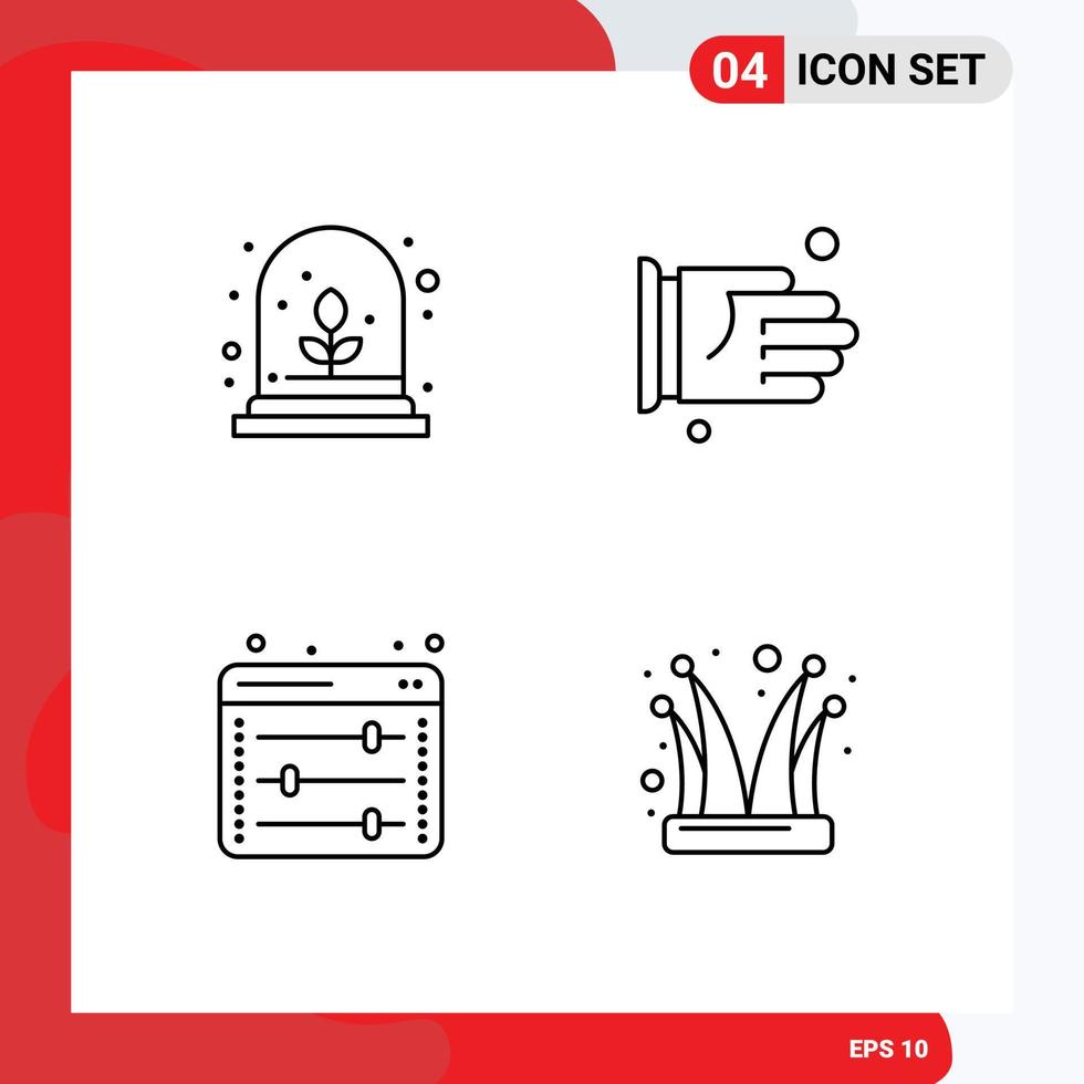 Stock Vector Icon Pack of 4 Line Signs and Symbols for experimental growth web preferences hand office buffoon Editable Vector Design Elements